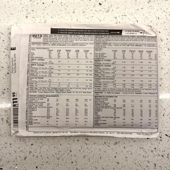 UNCUT Vintage 1990s McCalls 9015 Sewing Pattern Sz S Dress Cardigan Pant Belt - Picture 2 of 2